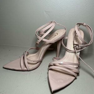 Tan pointy toe heel